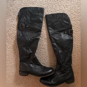 Steve Madden over the knee Black Leather Boots